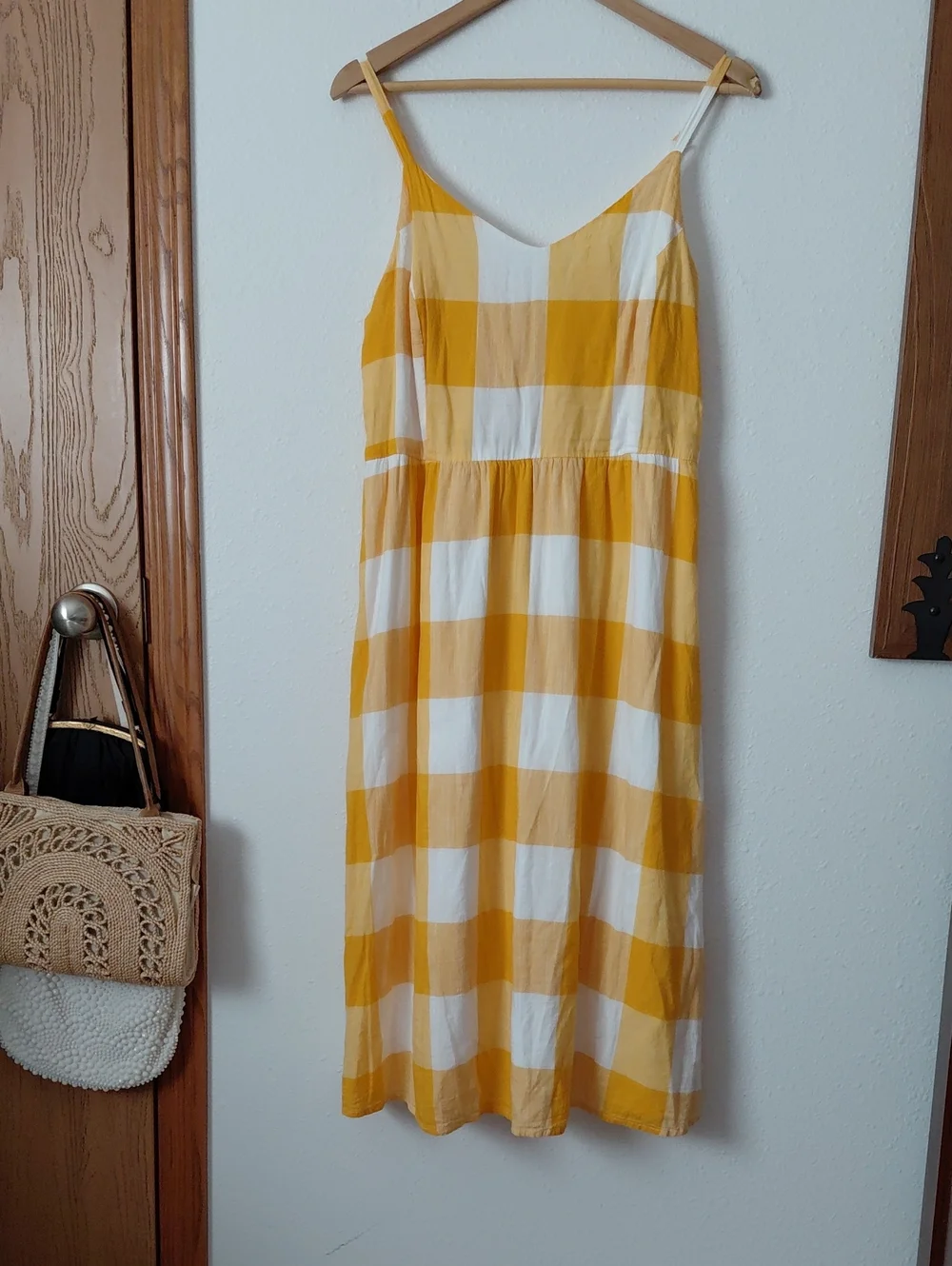 Old Navy Yellow and White Gingham Midi Cami Sundress  Size Large - Picture 4 of 8